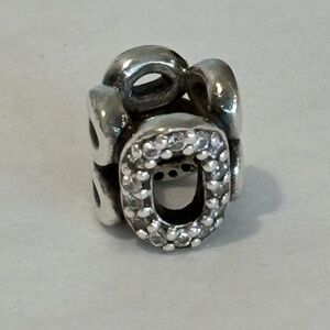 PANDORA Circle of friends bead double row circles clear & pink stones silver 925
